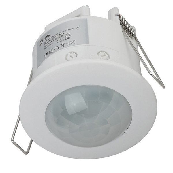 Датчик движения ЭРА MD 018 встраиваемый 1200W угол 360гр. дальность 6м, IP20