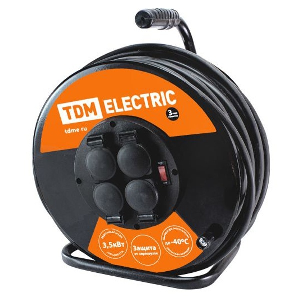 Удлинитель силовой на металлической катушке TDM УХз16-004 40м КГ 3х1,5 IP44