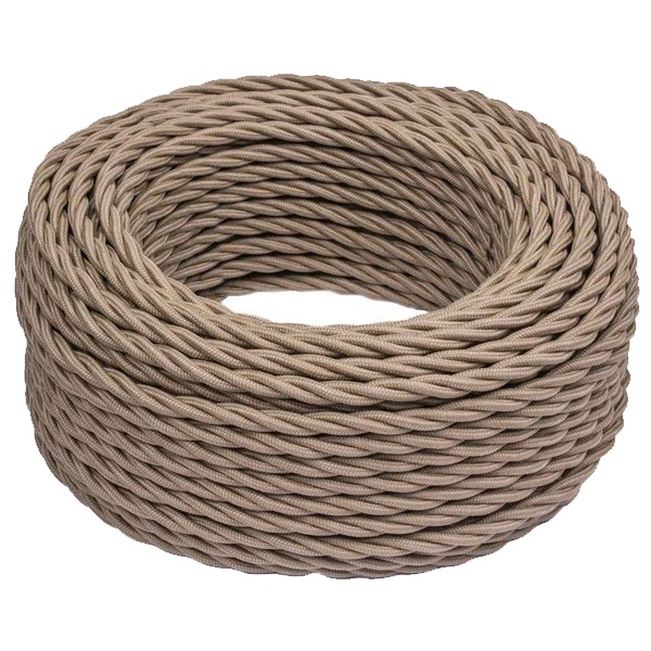 Ретро провод Bironi витой 2х1,5 капучино плетеный [бухта 50м]