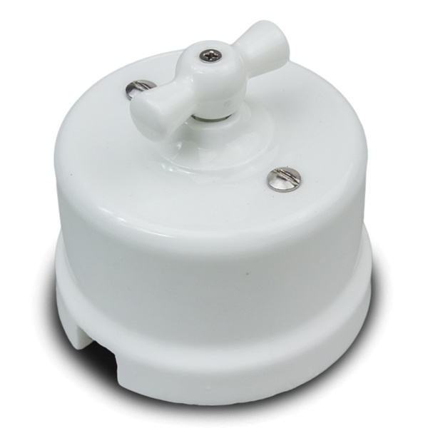 Накладной переключатель 1-клавишный Bironi Лизетта керамика белый