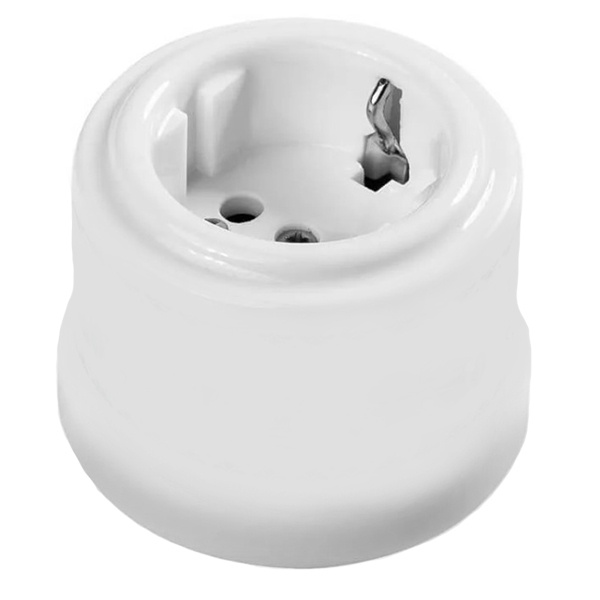 Накладная розетка с заземлением Bironi Лизетта керамика белый