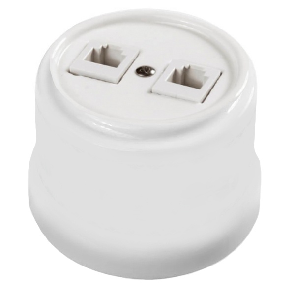 Накладная розетка компьютерная 2-ая Bironi Лизетта RJ45 керамика белый