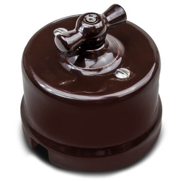 Накладной переключатель 1-клавишный Bironi Лизетта керамика коричневый