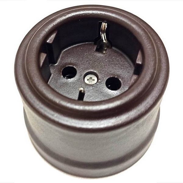 Накладная розетка с заземлением Bironi Лизетта керамика коричневый