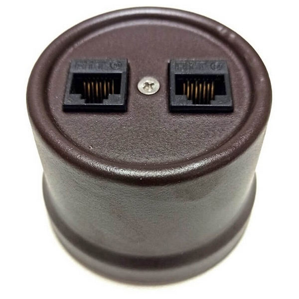 Накладная розетка компьютерная 2-ая Bironi Лизетта RJ45 керамика коричневый