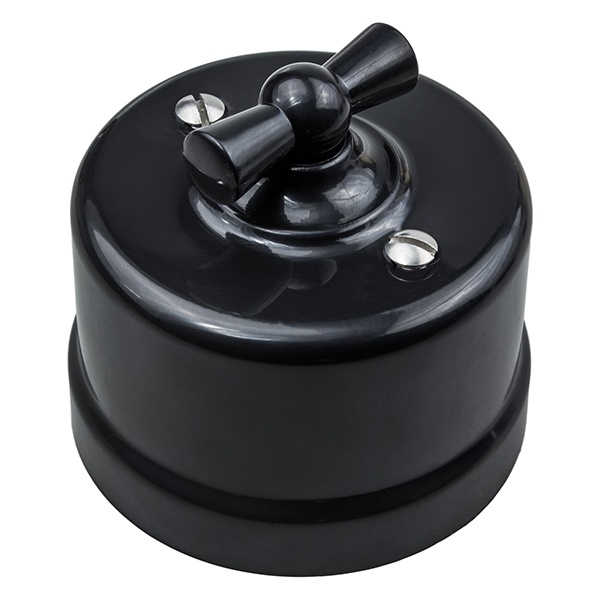 Накладной выключатель 2-клавишный Bironi Лизетта керамика черный