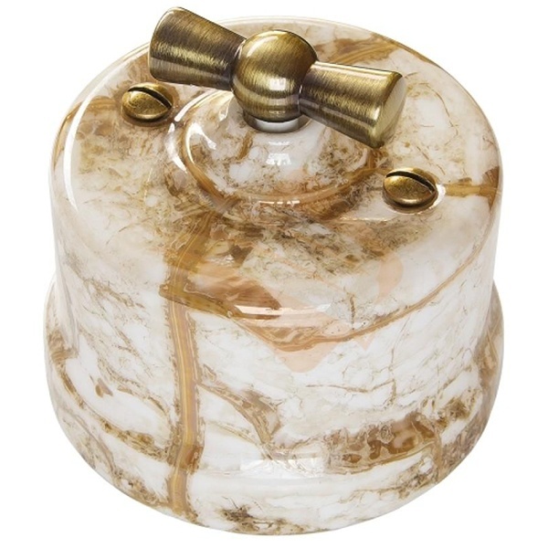 Накладной переключатель 1-клавишный Bironi Лизетта керамика мрамор