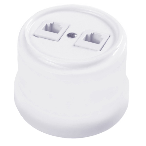 Накладная розетка компьютерная 2-ая Bironi Лизетта RJ45 пластик белый