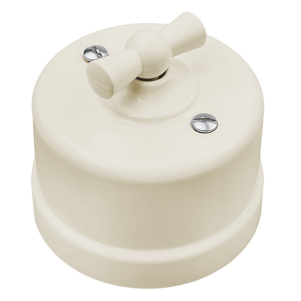 Накладной переключатель 1-клавишный Bironi Лизетта пластик слоновая кость (бежевый)