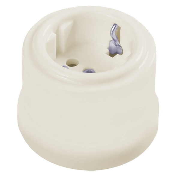 Накладная розетка с заземлением Bironi Лизетта пластик слоновая кость (бежевый)