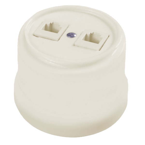 Накладная розетка компьютерная 2-ая Bironi Лизетта RJ45 пластик слоновая кость (бежевый)