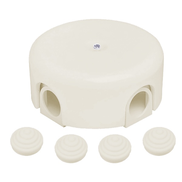 Накладная коробка Bironi Лизетта D110х35мм (4 кабельных ввода) пластик слоновая кость (бежевый)