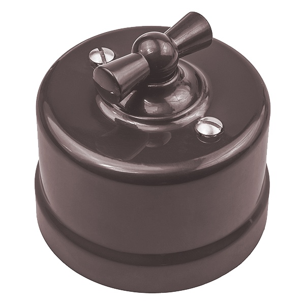 Накладной переключатель 1-клавишный Bironi Лизетта пластик коричневый