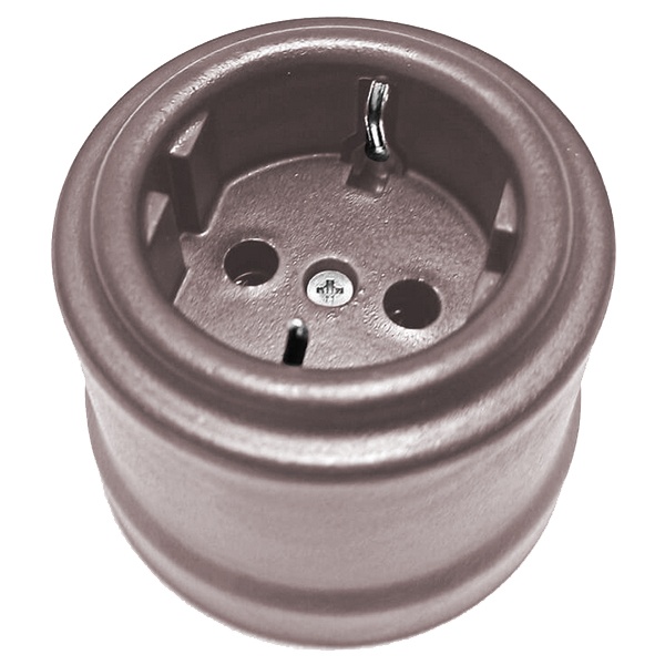 Накладная розетка с заземлением Bironi Лизетта пластик коричневый