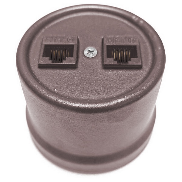Накладная розетка компьютерная 2-ая Bironi Лизетта RJ45 пластик коричневый