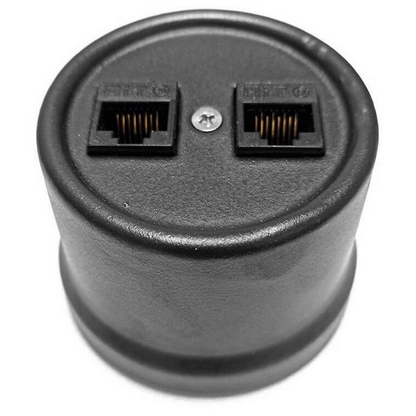 Накладная розетка компьютерная 2-ая Bironi Лизетта RJ45 пластик черный