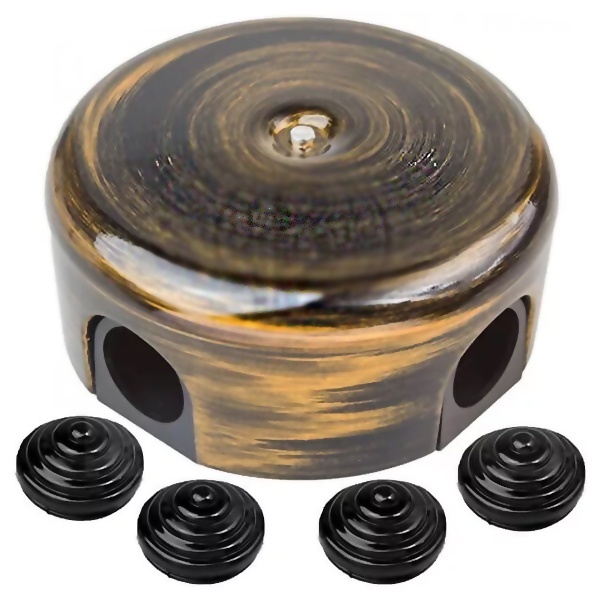 Накладная коробка Bironi Лизетта D78х30мм (4 кабельных ввода) пластик бронза