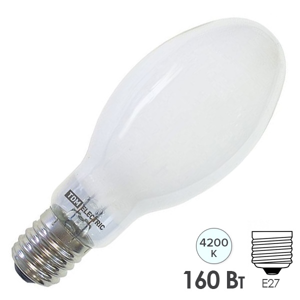 Лампа ртутная TDM высокого давления прямого включения ДРВ 160 Вт Е27