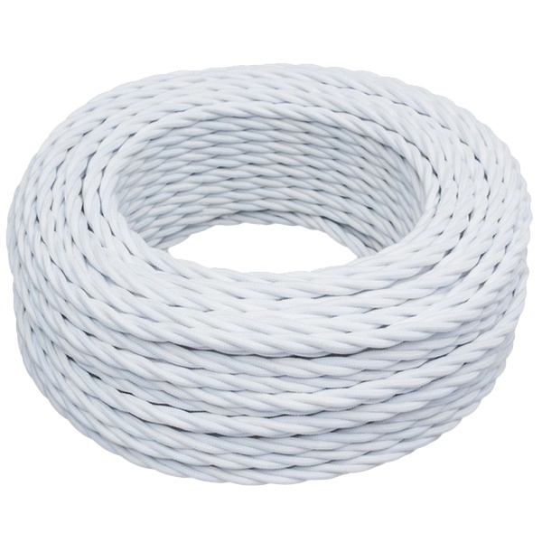 Кабель двойной витой Bironi коаксиальный в декоративной оплетке 75 Ом белый матовый [бухта 20м]