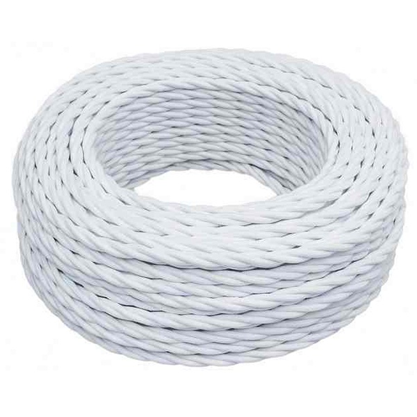 Ретро провод Bironi информационный UTP Cat.5E 4х2х0,52 белый матовый плетеный [бухта 20м]