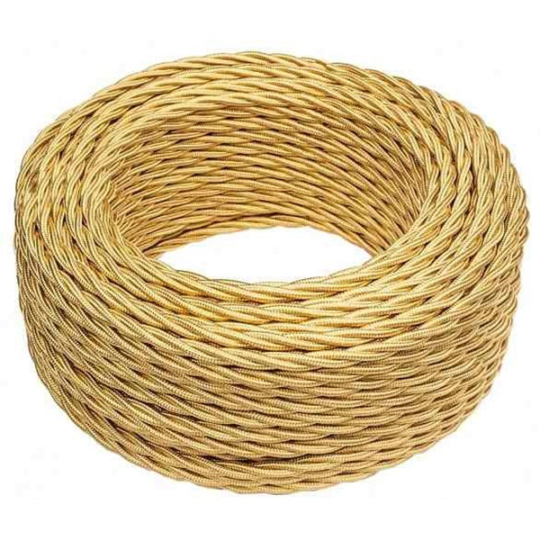 Ретро провод Bironi информационный UTP Cat.5E 4х2х0,52 золото глянец плетеный [бухта 20м]