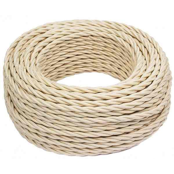 Ретро провод Bironi информационный UTP Cat.5E 4х2х0,52 песочное золото матовый плетеный [бухта 20м]