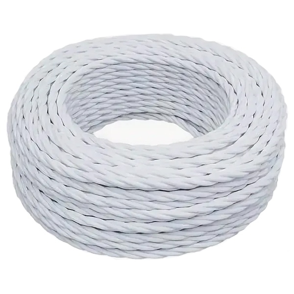 Ретро провод Bironi витой 3х1,5 белый плетеный [бухта 50м]