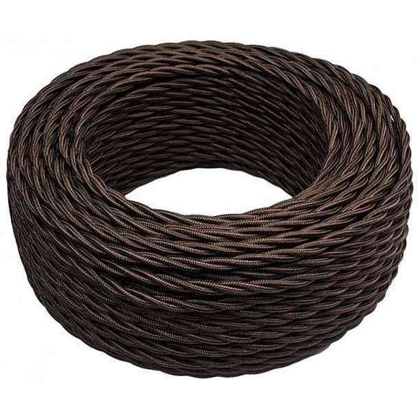 Ретро провод Bironi витой 3х2,5 коричневый плетеный [бухта 50м]