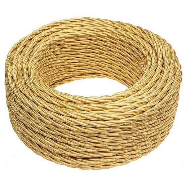 Ретро провод Bironi витой 2х2,5 золото плетеный [бухта 50м]