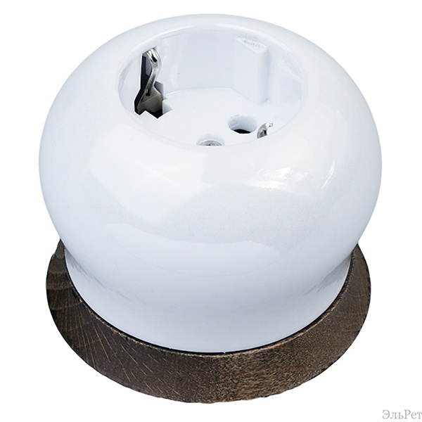 Накладная розетка с заземляющим контактом Bironi Фаберже керамика  перламутр (с рамкой Винтаж)