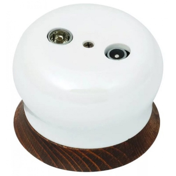 Накладная розетка R/TV-Sat оконечная Bironi Фаберже керамика  перламутр (с рамкой Винтаж)