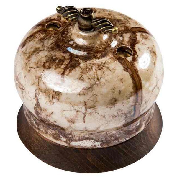 Накладной выключатель 1-кл перекрестный Bironi Фаберже керамика мрамор золото (с рамкой Винтаж)