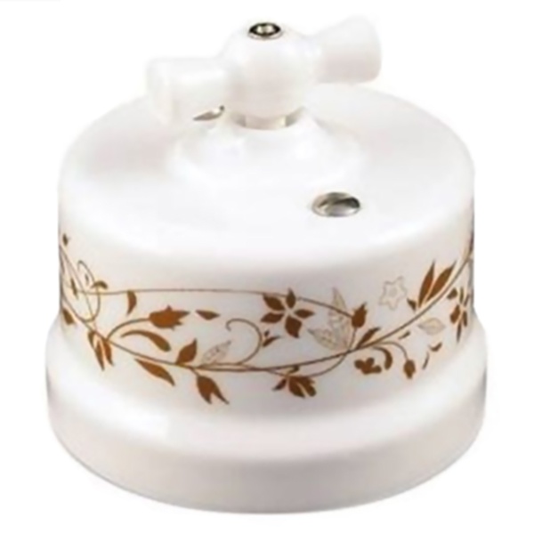 Накладной переключатель 1-клавишный Bironi Лизетта Декор d6/2 керамика белый