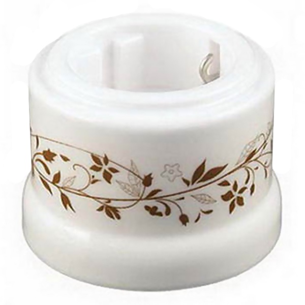 Накладная розетка с заземлением Bironi Лизетта Декор d6/2 керамика белый