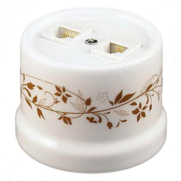 Накладная розетка компьютерная 2-ая Bironi Лизетта Декор RJ45 d6/2 керамика белый