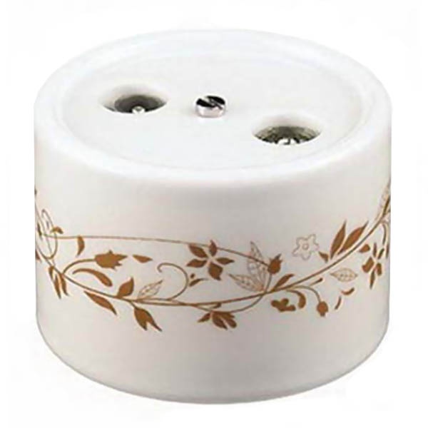 Накладная розетка R/TV-Sat проходная Bironi Лизетта Декор d6/2 керамика белый