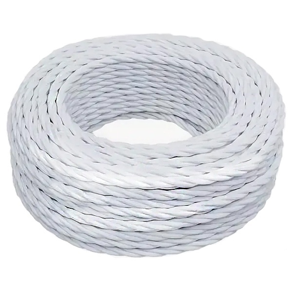 Ретро провод Bironi витой 3х0,75 белый плетеный [бухта 50м]