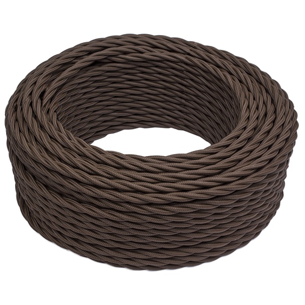 Ретро провод Bironi витой 3х0,75 коричневый плетеный [бухта 150м]