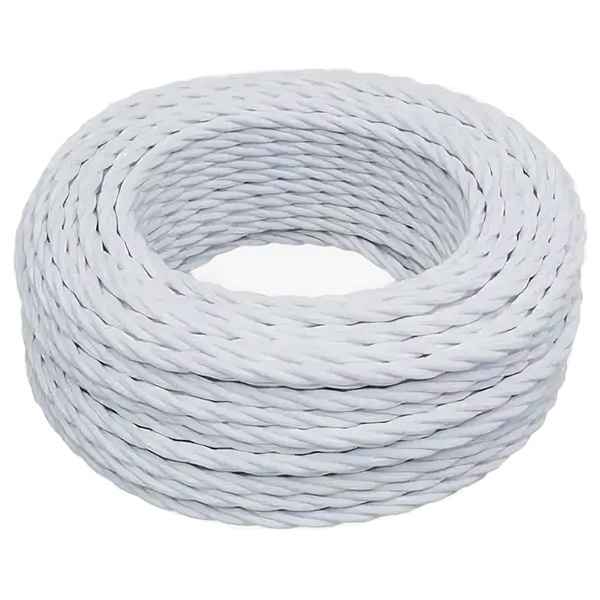 Ретро провод Bironi витой 3х2,5 белый плетеный [бухта 150м]