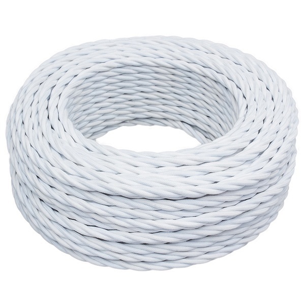 Ретро провод Bironi витой 3х2,5 белый плетеный [бухта 150м]
