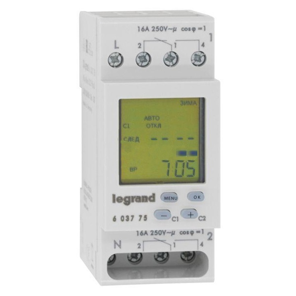 Таймер суточный/недельный Legrand 2 канала 28 программ, 230В