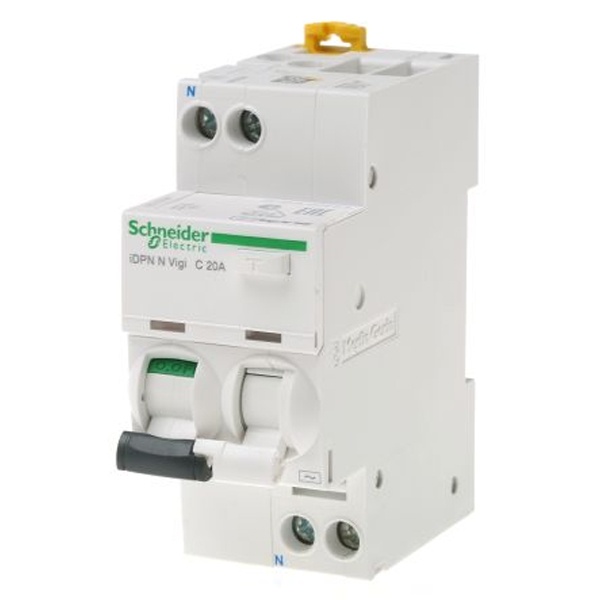 Дифавтомат Schneider Electric 1P+N C20А 30мА тип АС однофазный электронный 6кА iDPN N VIGI (дифференциальный автомат, АВДТ)