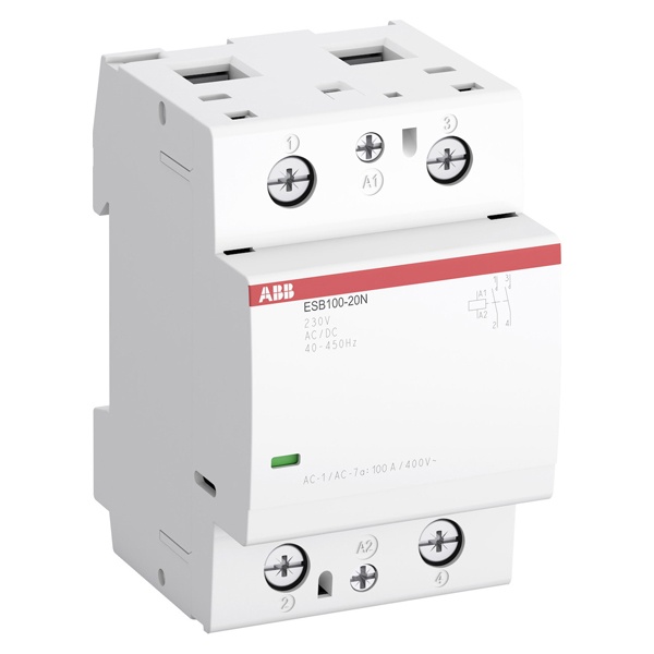 Контактор ESB100-20N-06 модульный (100А АС-1, 2НО), катушка 230В AC/DC 3 модуля