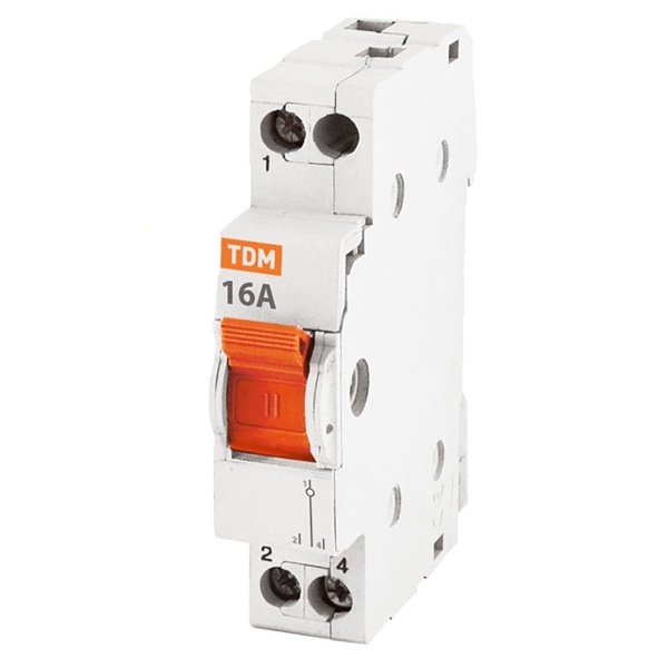 Рубильник реверсивный модульный TDM МП-63 1P 16А 3 положения однофазный (выключатель нагрузки)