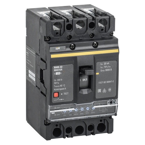 Автоматический выключатель ИЭК Master ВА88-32 3Р 125А 25кА с электронным расцепителем (автомат электрический)
