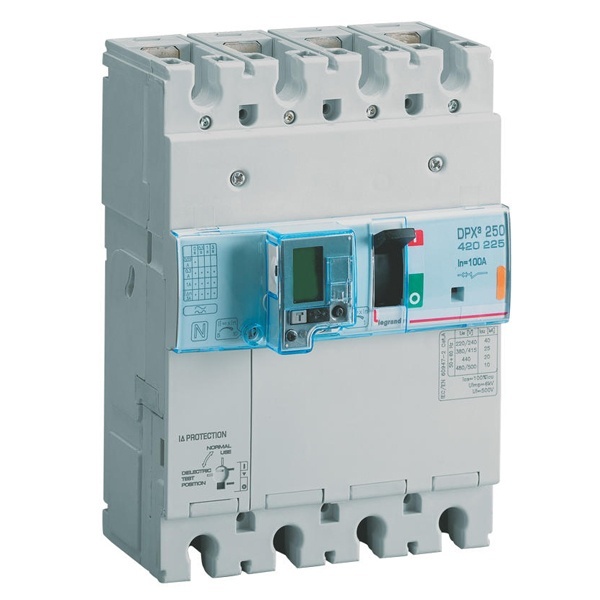 Дифавтомат Legrand 4P 100A тип A трехфазный электромеханический 25кА селективный DPX3 250 (дифференциальный автомат, АВДТ)