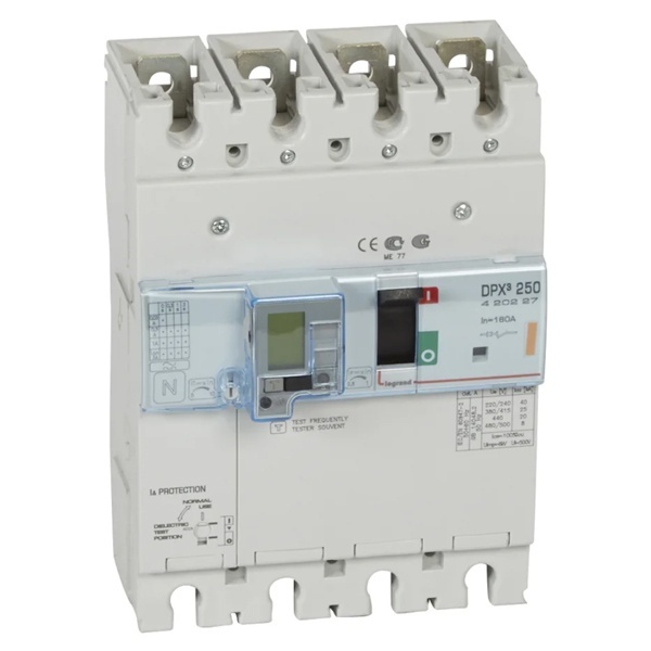 Дифавтомат Legrand 4P 160A тип A трехфазный электромеханический 25кА селективный DPX3 250 (дифференциальный автомат, АВДТ)