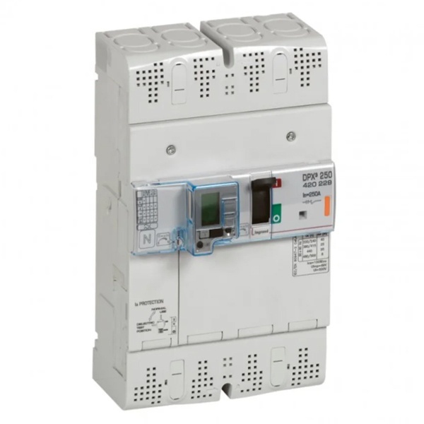 Дифавтомат Legrand 4P 250A тип A трехфазный электромеханический 25кА селективный DPX3 250 (дифференциальный автомат, АВДТ)