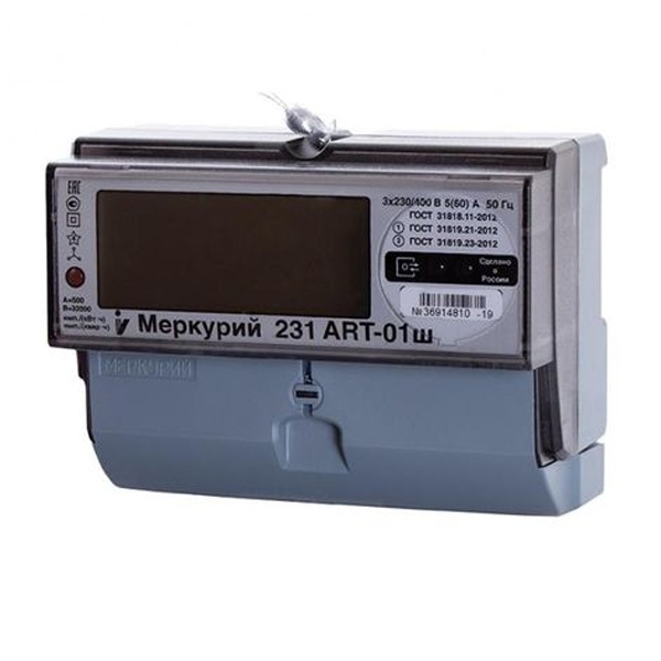 Электросчетчик Меркурий-231 ART-01Ш 5-60А 230/400В многотарифный на din-рейку ЖКИ CAN