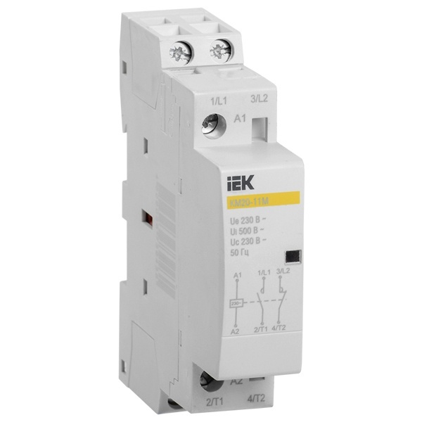 Контактор модульный ИЭК КМ20-11М AC 20А 2 полюса 1НО+1НЗ катушка 230В 1 модуль